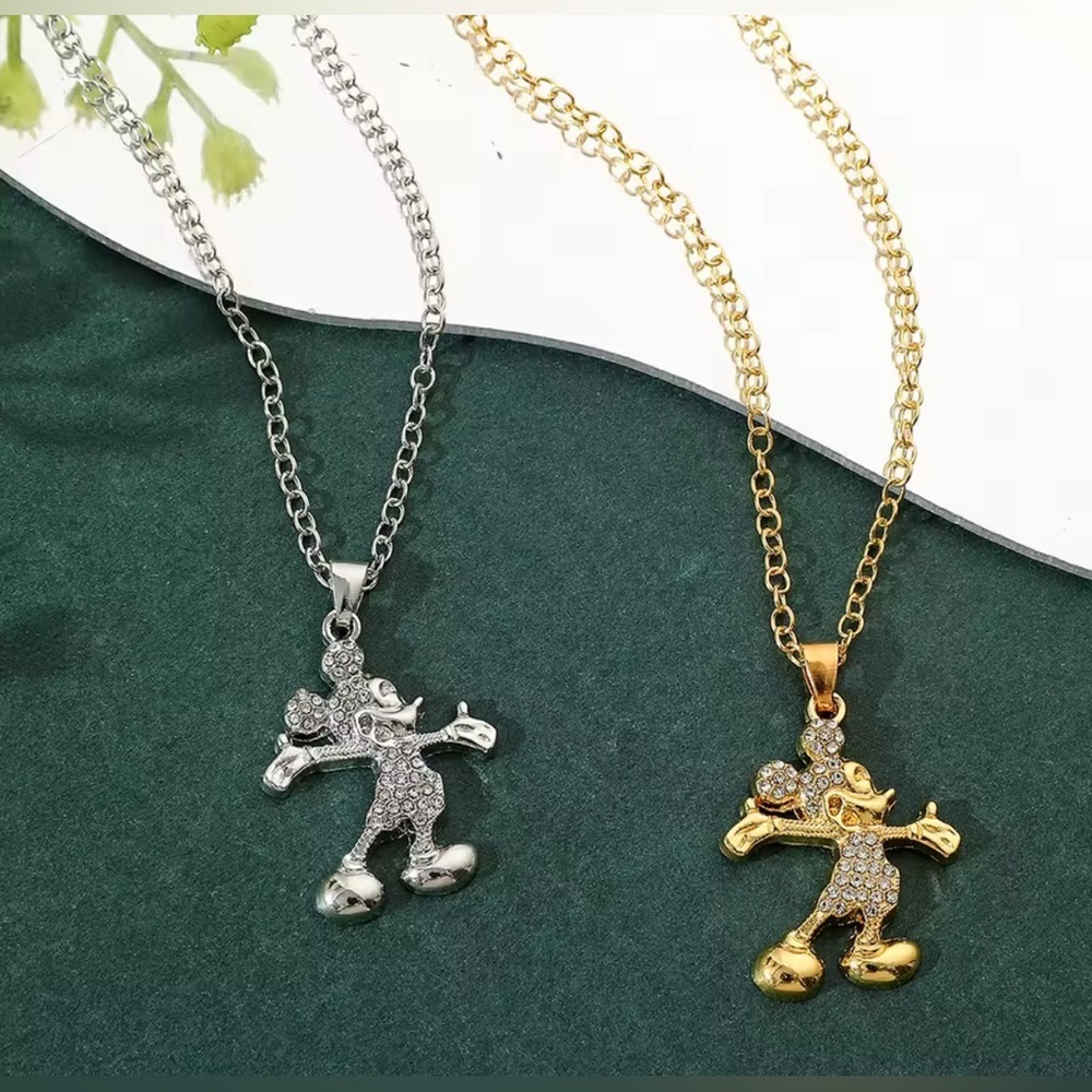 18K Gold Disney Mickey Mouse Inspired Theme Pave Diamond Necklace Character - Picture 4 of 5